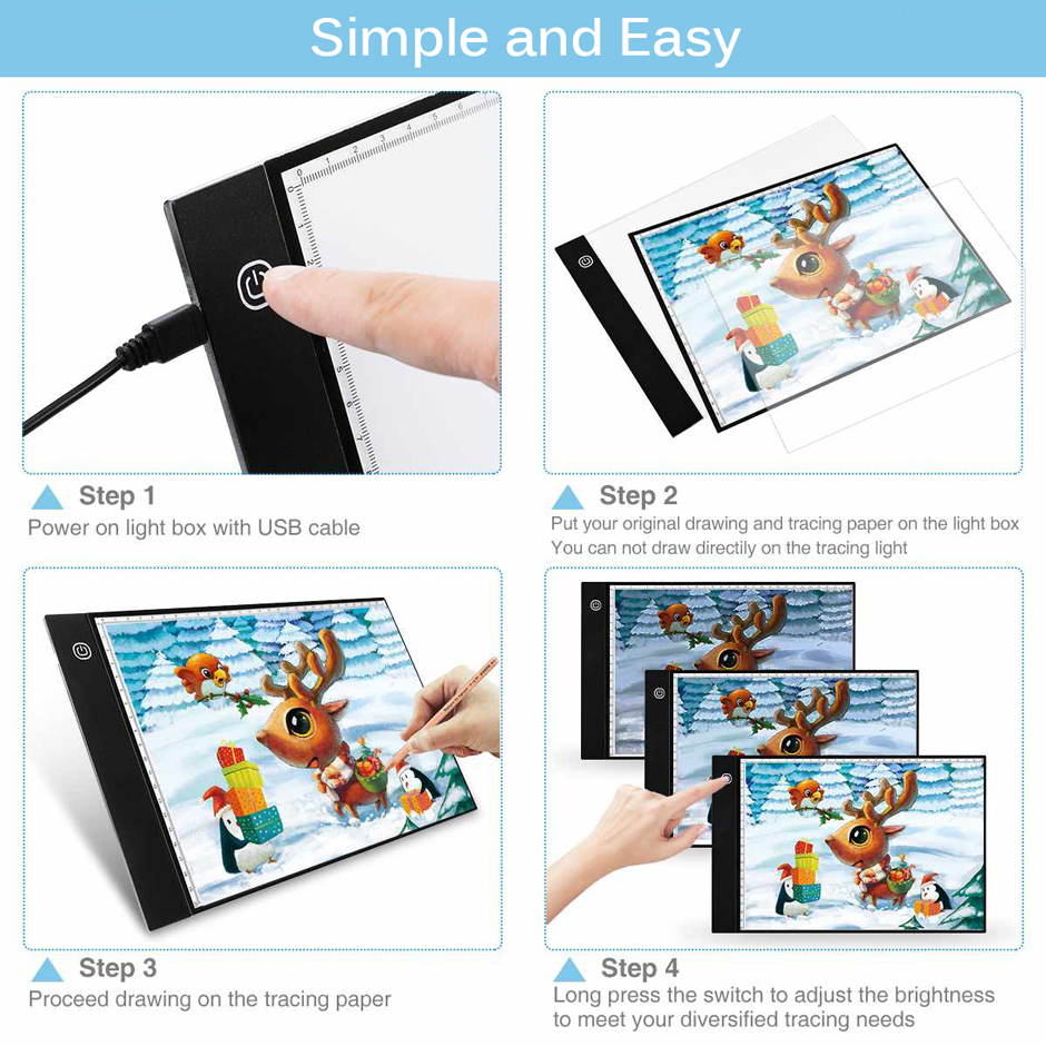 Moustache A4 LED Light Pad Adjustable Brightness Tracing LED Copy Light  Table Light Box for Drawing Streaming Sketching Animation Stenciling  Diamond Painting USB Powered Light Board | Real Canadian Superstore