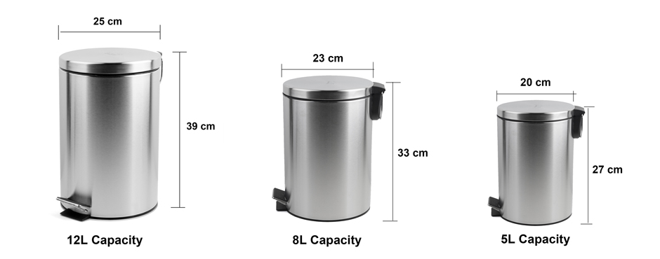 8 Liter 2 11 Gallon Bathroom Garbage Can Bin With Lid Stainless Steel Step Trash Waste Basket For Kitchen Home Office Silver Real Canadian Super - What Size Should A Bathroom Trash Can Be Used For
