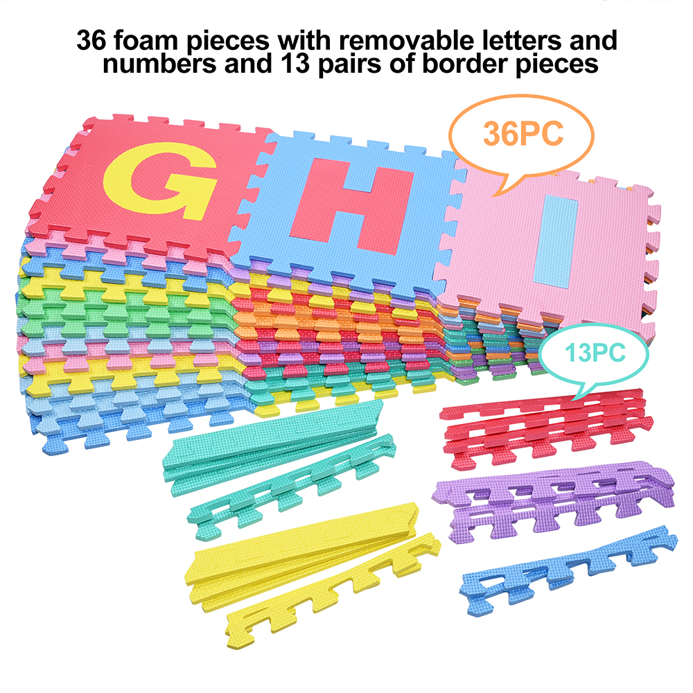 Brain Teaser HOVTOIL 36Pcs Puzzle Mat Children Alphabet Numbers Puzzles Crawling Foam Floor Mat Education Toy Interactive Toy Kids Gift 