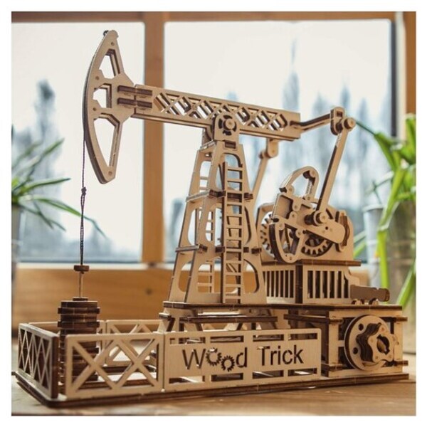 Mechanical Wood Trick wooden 3D puzzle Derrick Oil Tower Construction Set 