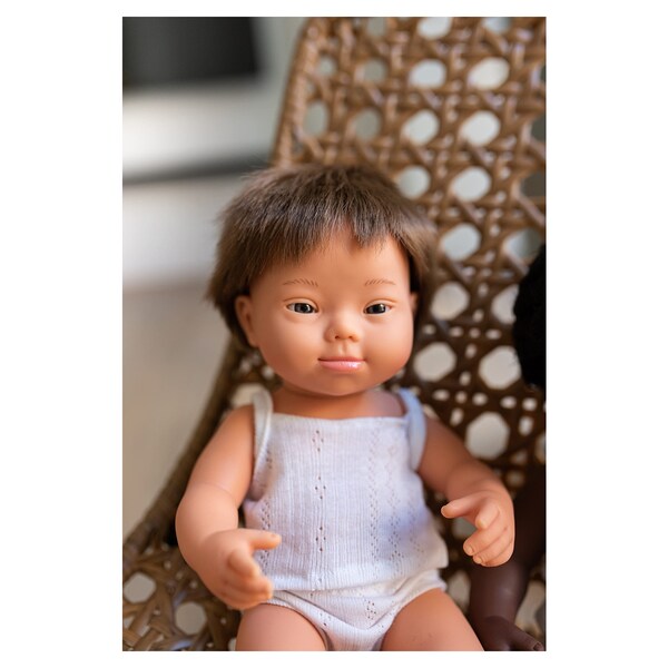 Caucasian Boy and African Girl Miniland Down Syndrome 15" Dolls 