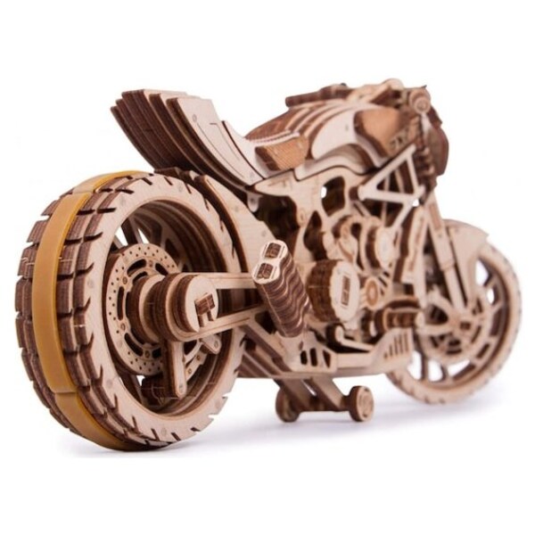Mechanical Model, Motorcycle with Rubber Band Engine GuDoQi 3D Wooden Puzzle 