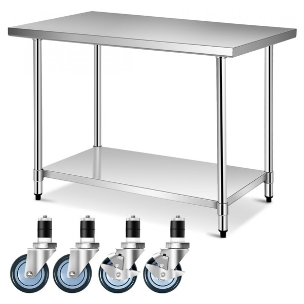 NSF Heavy Duty Stainless Steel Prep Work Table 30 x 30 and Casters Wheels 