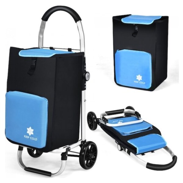 Renewed Black Shopping Grocery Foldable Cart Trolley Dolly 