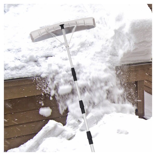 21ft Adjustable Telescoping Roof Snow Rake 25" Blade Aluminum Tube Snow Shovel 