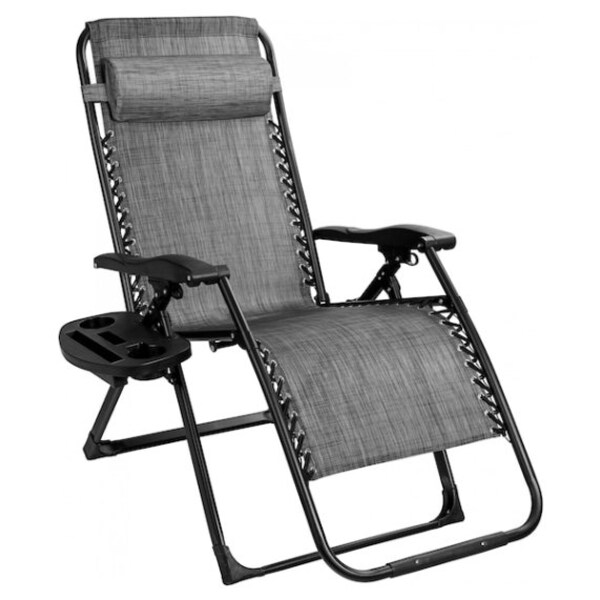 Black Goplus Folding Chaise Lounge Chair Portable Reclining Chair for Beach Patio Lawn Pool 