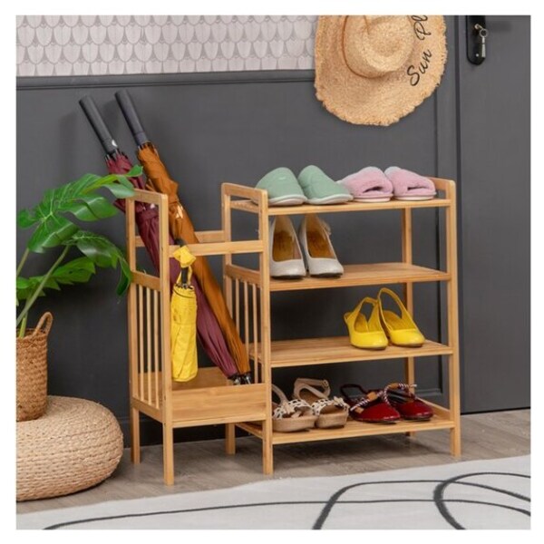 New Durable Bamboo Shelf Tier 6 Wood Home Furniture Entryway Storage Rack Shoe 