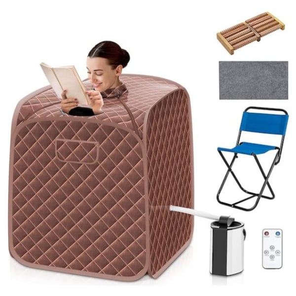 Costway Portable Steam Sauna w/ 9-gear Adjustable Temperature Box Coffee |  Independent City Market