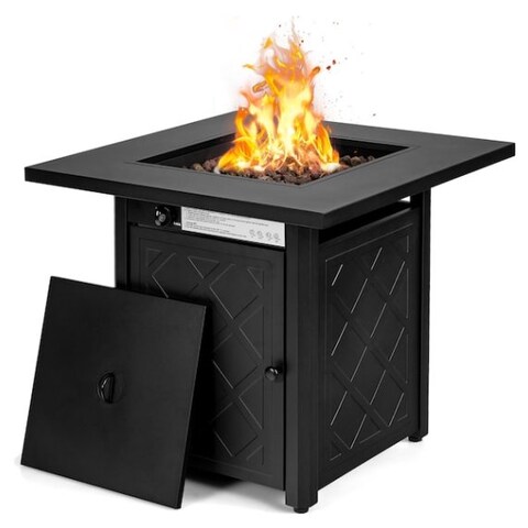 Costway 28 Propane Fire Pit Table 50, What Is A Good Size For Square Fire Pit