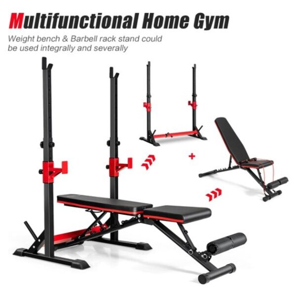 Midress Weight Bench Adjustable Home Gym Multi-Purpose Barbell Lifting Workout Fitness Flat Incline Decline Exercise Bench for Full Body 
