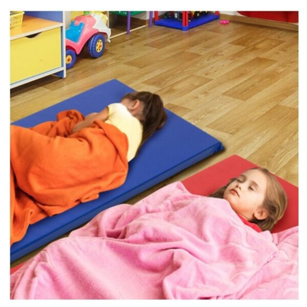 Toddler Kids Nap Rest Mat School Daycare Tri-Fold Sleeping Compact Blue Children 