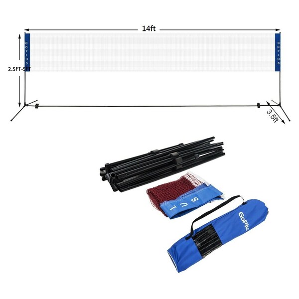 Outd Durable 13.8"x 5" Portable Beach Training Badminton Net with Carrying Bag 