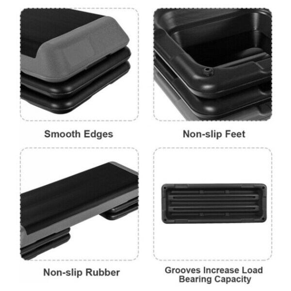 Goplus® 43'' Step Platform Adjustable Fitness Aerobic Stepper 4-6 8 Non-Stick Surface W/Risers 