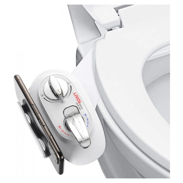 LIVINGbasics Toilet Bidet Non-Electric Hot & Cold Water Ultra thin Dual Nozzle