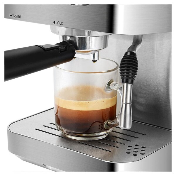 Machine à café Espresso Barsetto 15 bar en acier inoxydable avec mousseur à lait indépendant pour cappuccino, 
