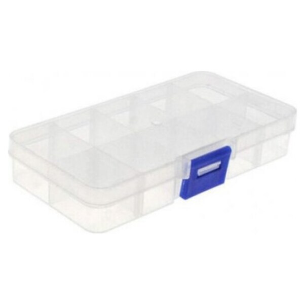 Plastic Storage Organizer Box with Adjustable Dividers 10 Grids 12.8 x 6.5  x 2.1cm - LIVINGbasics