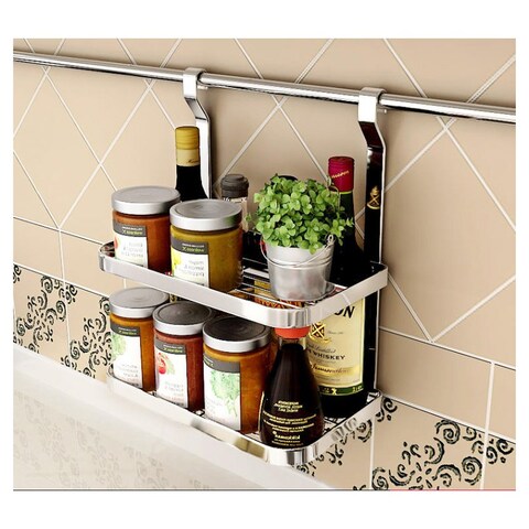 2 Tier Spice Rack Wall Mounted Shelf Hanging Organizer Kitchen Stainless Steel Real Canadian Super - Wall Mounted Stainless Steel Kitchen Rack Shelf