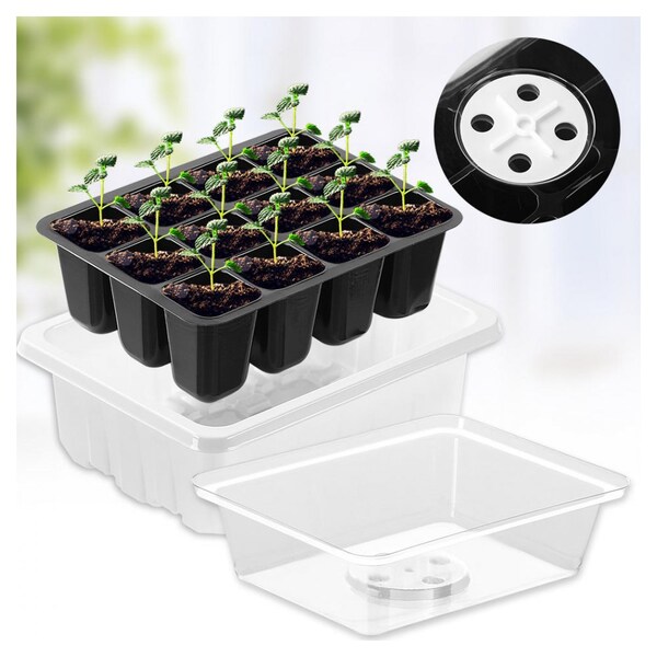 10 Pack 12 Cellules Graines Plateaux Semis Starter Literie Plant Grow commençant avec couvercles 