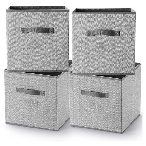 Grey Foldable Storage Boxes Storage Boxes for Homes and Offices Pack of 4 