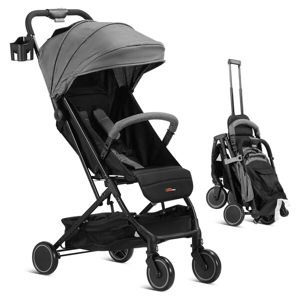 with Adjustable One-Hand Fold Pushchair for Toddler Black Compact Lightweight Baby Strollers for Travel 