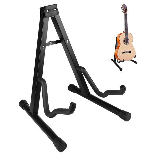 Guitar Folding A-Frame Stand for Acoustic Electric and Classic Guitars Bass with Guitar Hanger 