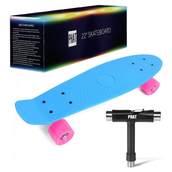 22"Skateboard Complete Mini Cruiser Penny Style Board Lightweight  Plastic Deck