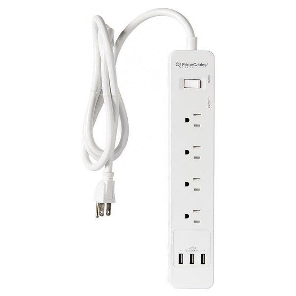 Office Hotel,900 Joules Compact for Smartphone Tablets Home Power Strip Surge Protector with USB,4 Feet Long Cord with 3 AC Outlets and 3 USB Charging Ports Overload Protection Outlet Extender 