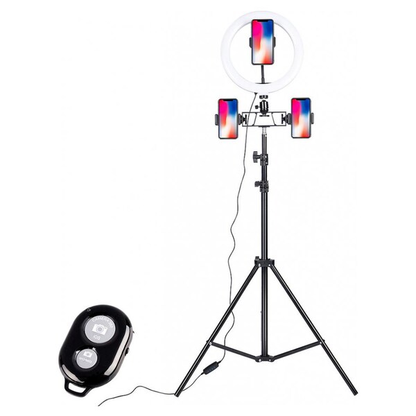for iPhone/Camera/Makeup/YouTube/TikTok/Video Recording/Live Streaming/Photo,Adjustable Colors Brightness 10 Ring Light with Tripod Stand & Phone Holder Led Selfie Ringlight with Remote 