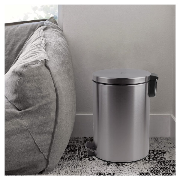 Small Foot Trash Can for Bathroom Toilets Stainless Steel Trash Can TYNEGH Trash Can with Cover Gray 