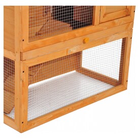 PawHut PawHut Wooden Rabbit Hutch Small Animal House Cage 2-Level w/ Run  Backyard | Your Independent Grocer