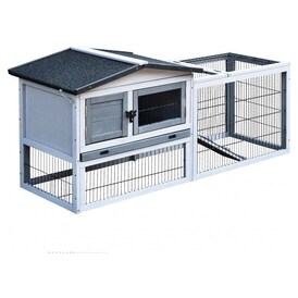 PawHut PawHut Solid Wood Rabbit Hutch Pet Bunny Cage Guinea Pig Home Small  Animal Habitat House Outdoor Water-Resistant W/ Ramp Openable Roof Light  Grey | Real Canadian Superstore
