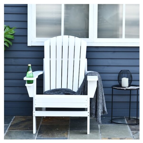Patio Adirondack Chair Solid Wood w/Armrest Outdoor Garden Deck Furniture Grey 