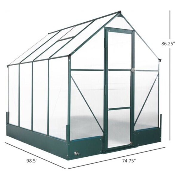 Temperature Controlled Window w/Foundation 8.2' x 6.2' Outsunny Walk-in Greenhouse Outdoor Plant Garden 