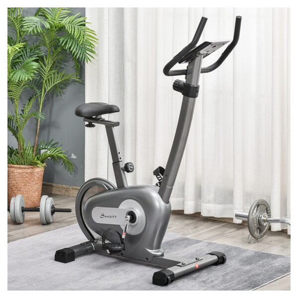 Stationary Indoor Bike for the Cardio Gym Magnetic X Shape Foldable Exercise Bike with Padded Seat and LCD Console 