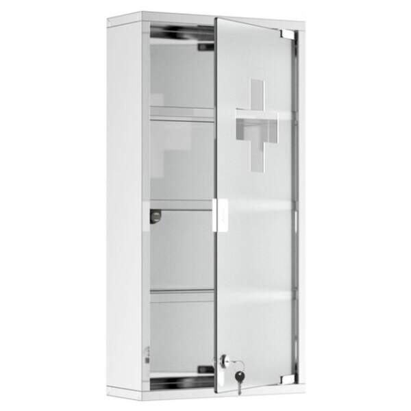First Aid Medical Cabinet Wall Mount Case Stainless Steel Lockable Safe Box 