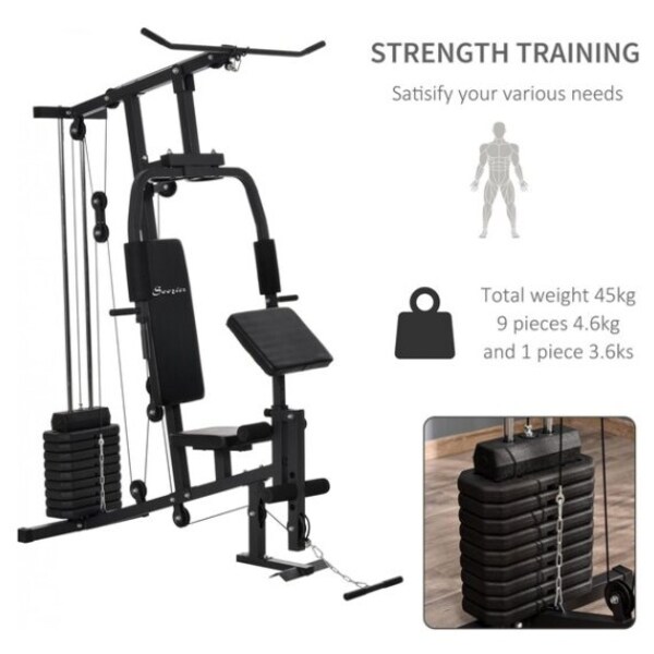 Soozier Home Gym Machine, Multifunction Gym Equipment With 99lbs