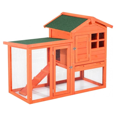 Pawhut PawHut 48 x 24 x 36in Deluxe Waterproof Rabbit Hutch Wooden Bunny  Cage Small Animal House with Ladder and Run | Loblaws