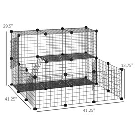 PawHut PawHut Pet Playpen DIY Small Animal Cage Fence Customizable  Two-Storey Crate Kennel for Rabbit Chinchilla Hedgehog Guinea Pig Black |  Independent City Market