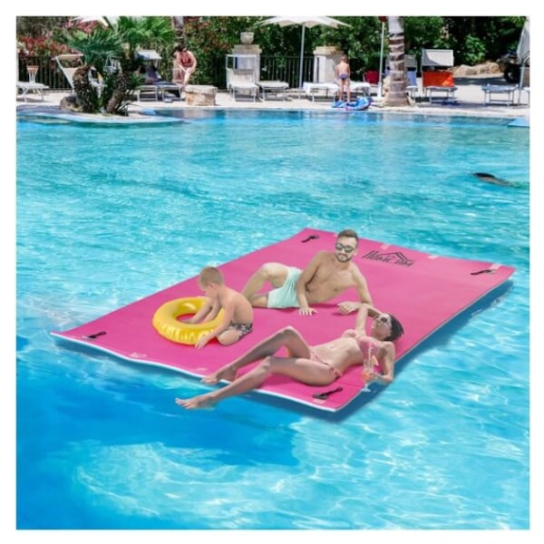HOMCOM 7.5x4ft Floating Mat Floating Lily Pad Water Carpet Float Aqua Mat Water Recreation and Relaxing in Pool Beach Lake 