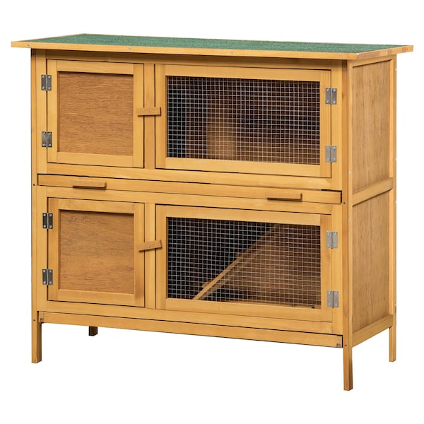 pawhut solid wood rabbit hutch