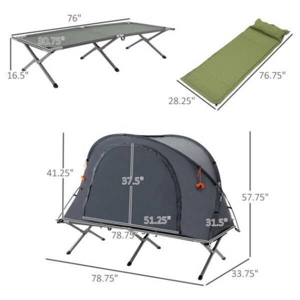 Outsunny Outsunny Camping Tent Cot All in One Folding Tent Combo