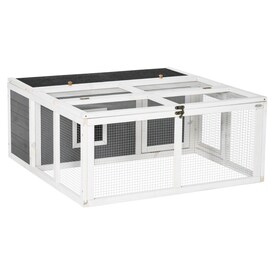 PawHut PawHut Wooden Rabbit Hutch Small Animal Cage Pet Run Indoor Outdoor  with Openable Roof and Water-repellent Paint Grey | Zehrs