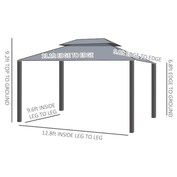 Outsunny 10x13ft Patio Gazebo Canopy with Double-Tiered Roof and Curtains Outdoor Shelter for Garden Backyard Coffee 