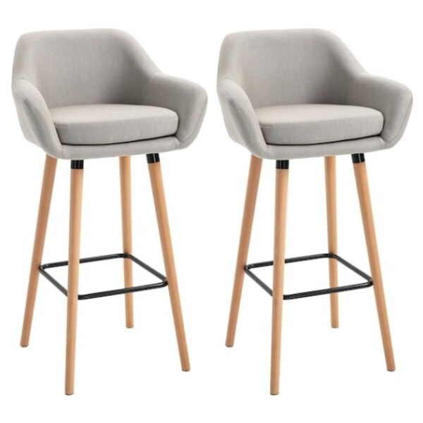 HOMCOM Modern Counter Bar Stools Tufted Upholstered Counter Chairs Set of 2 for Kitchen Beige 