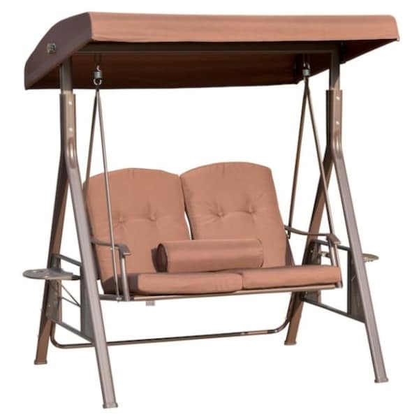Cosmos eStore Wooden Porch Swing Patio Camping Park Outdoor 2 Seater Chair Garden Bench Home Furniture Decor Gift Capacity 600 lb 