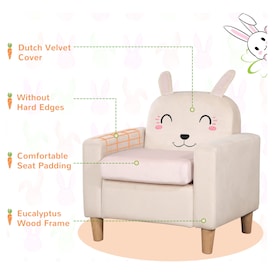Qaba Qaba Kids Sofa Toddler Armchair and Couch with Rabbit Ear Backrest and  Wooden Legs for Preschool Bedroom Kindergarten Cream | Loblaws