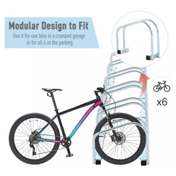 HOMCOM Bike Floor Parking Rack Multi Bicycle Storage Stand Ground Mounted Garage Organizer Outdoor Indoor Use 