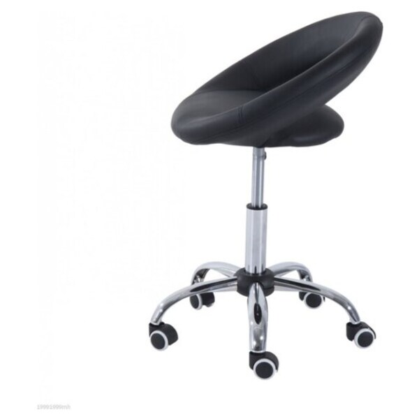 Rolling Swivel Stool Chairs with Back Wheels Height Adjustable PU Leather Massage Chairs Round Stools with Wheels for Medical Clinic Salon Home Office Hobby Desk Black 