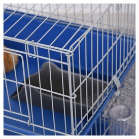 Pawhut PawHut 2-Tier 27in Steel Plastic Small Animal Cage Pet Guinea Pig  Rabbit Hutch Enclosure Pet Play House With 2 Doors,Platform Ramp,Dish and  Bottle,Blue | Your Independent Grocer