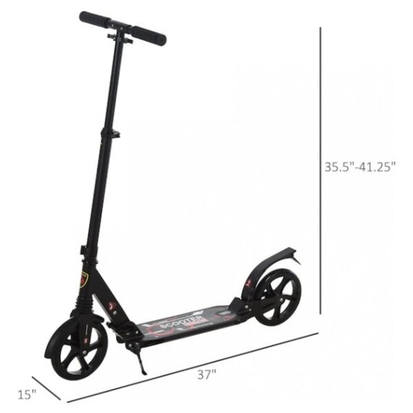 Adult Scooter Kick Push Scooter Large 200mm Wheel Folding Adjustable for 14 Age 